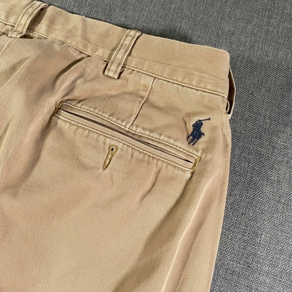 Vintage Polo by Ralph Lauren Ethan Pant Pleated Khaki Tan Cotton Pants Men 36x32